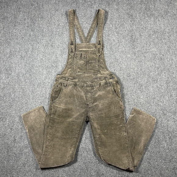 Free People Through The Woods Stretch Denim Overalls - Washed Brown - Size 25 - Picture 1 of 13